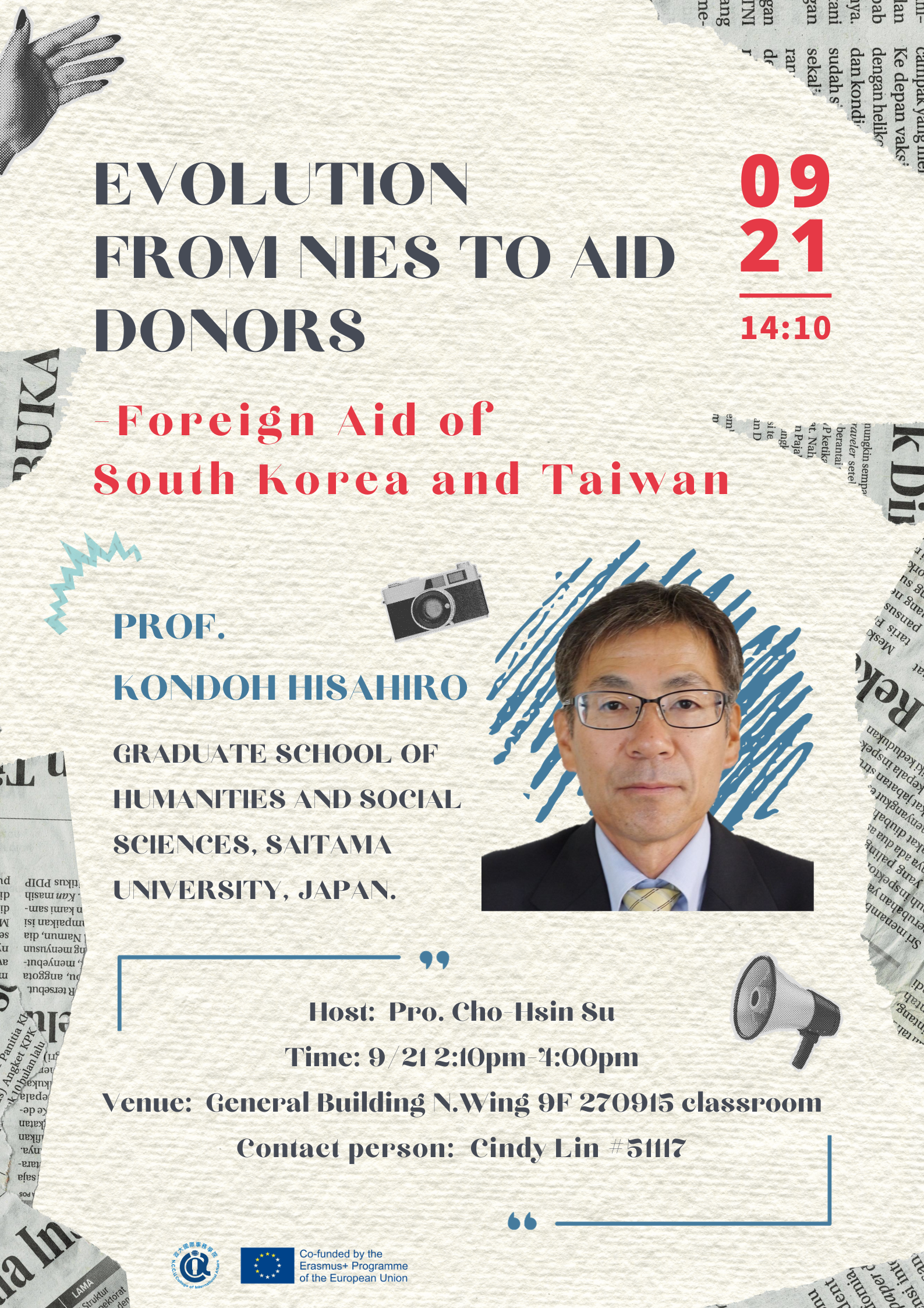 【講座資訊】Evolution from NIEs to Aid Donors - Foreign Aid of South Korea and Taiwan
